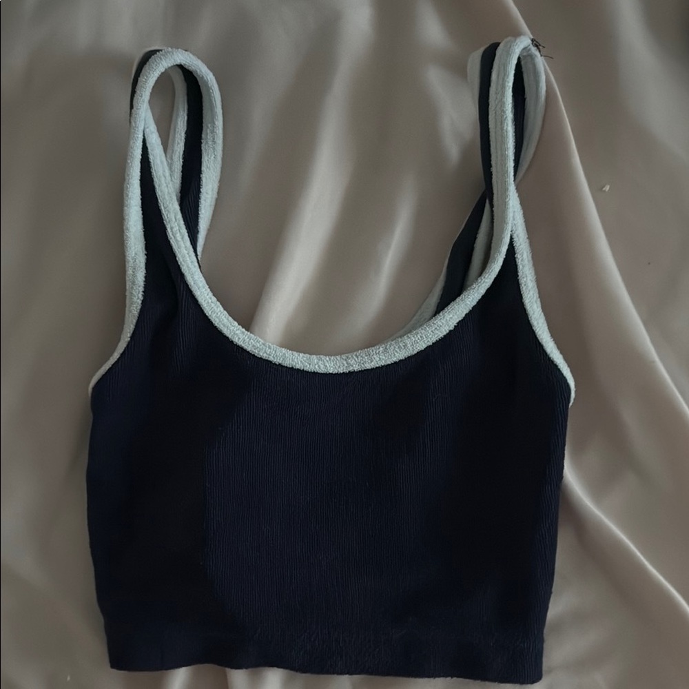 Divided Navy Blue Tank Top with Light Blue Trim